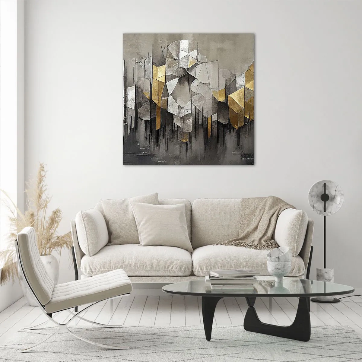 Billede på glas - Komposition lavet af is og lys - 50x50 cm