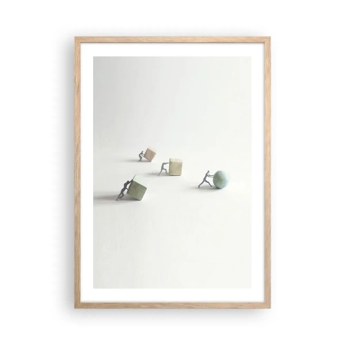 Plakat i ramme af lyst egetræ - Selve livet - 50x70 cm