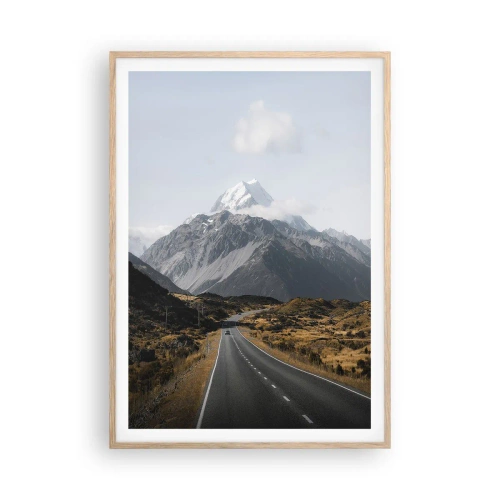 Plakat i ramme af lyst egetræ - Vejen til hjerte - 70x100 cm