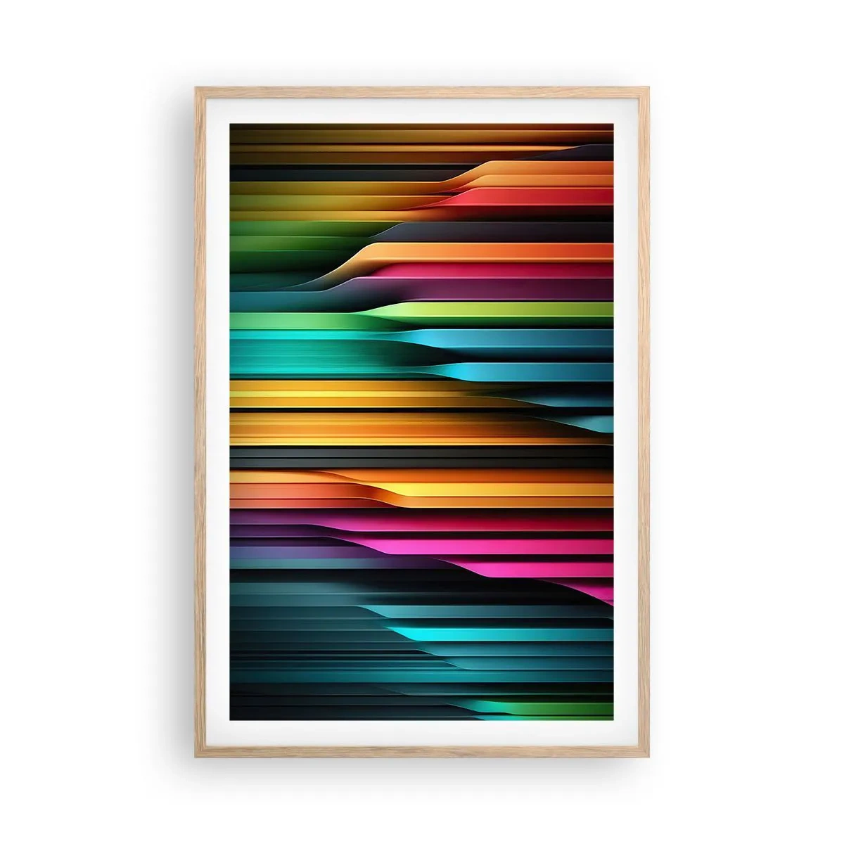 Plakat i ramme af lyst egetræ - Lysende orgel - 61x91 cm