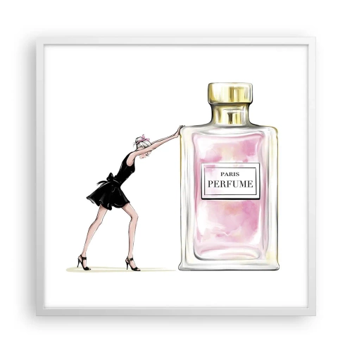 Plakat i hvid ramme - Essensen af kvindelighed - 60x60 cm