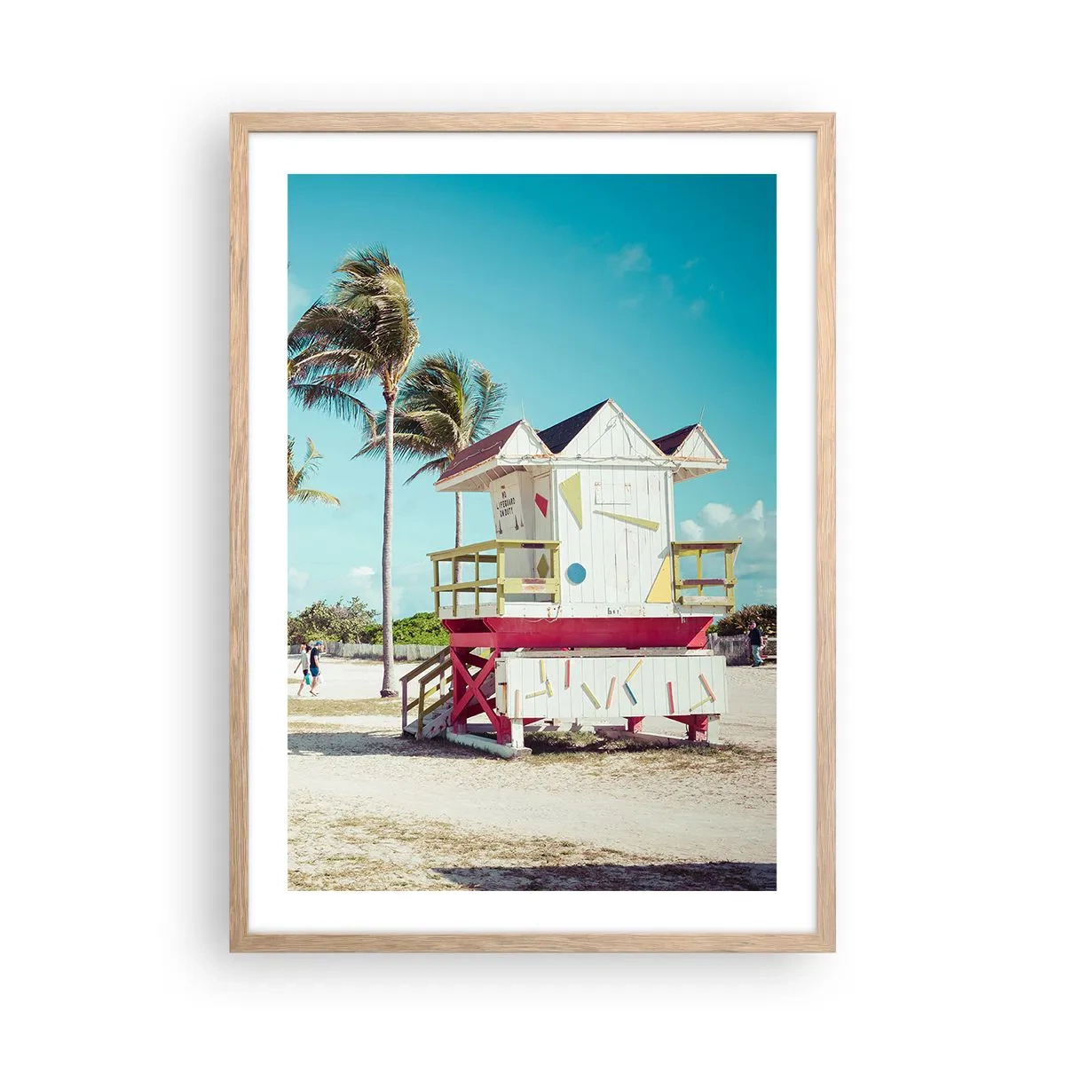 Plakat i ramme af lyst egetræ - En smuk dag foran dig - 50x70 cm