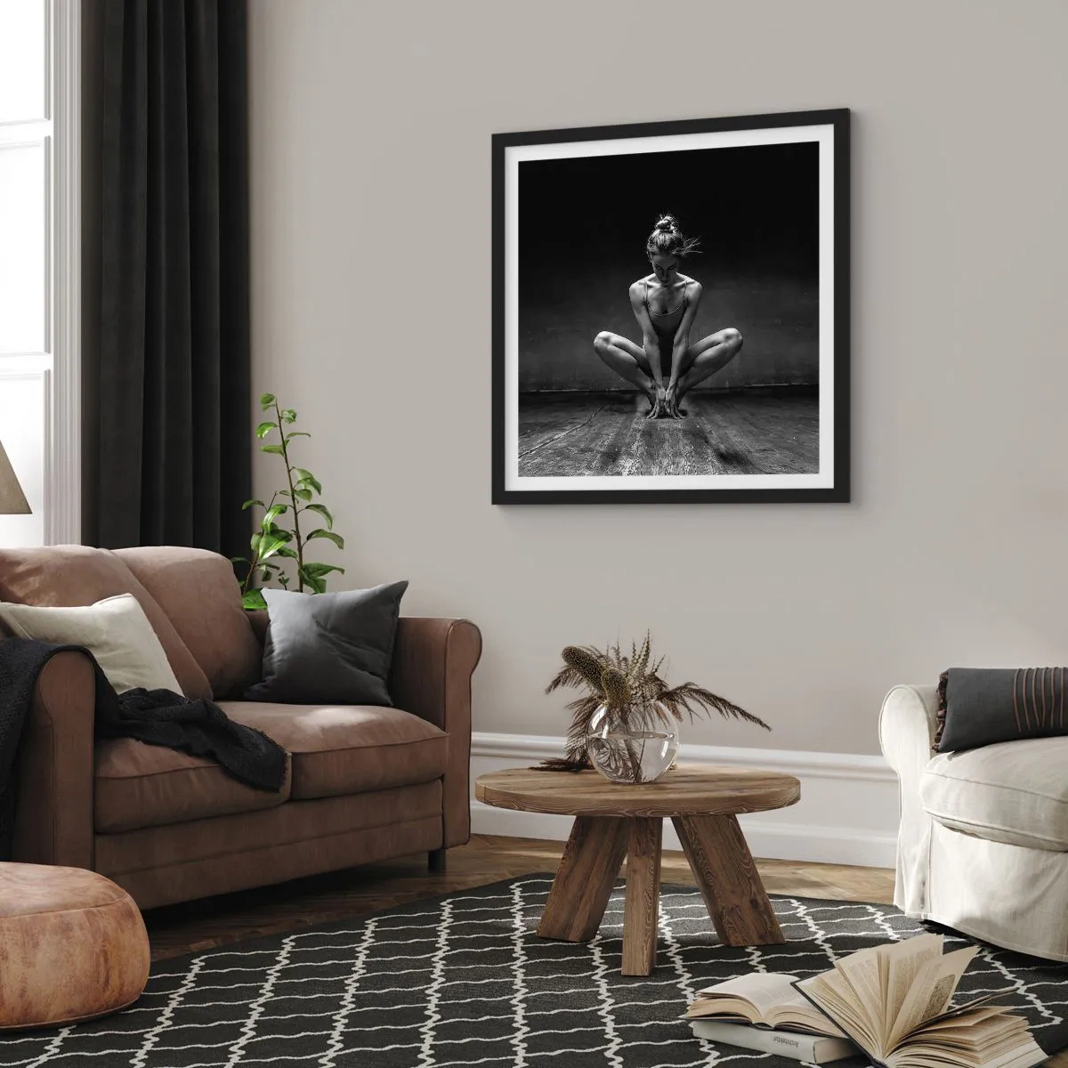 Plakat i sort ramme - Fokuseret danseenergi - 50x50 cm
