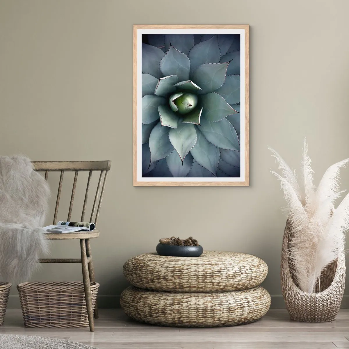 Plakat i ramme af lyst egetræ - Lokkemad og advarsler - 70x100 cm