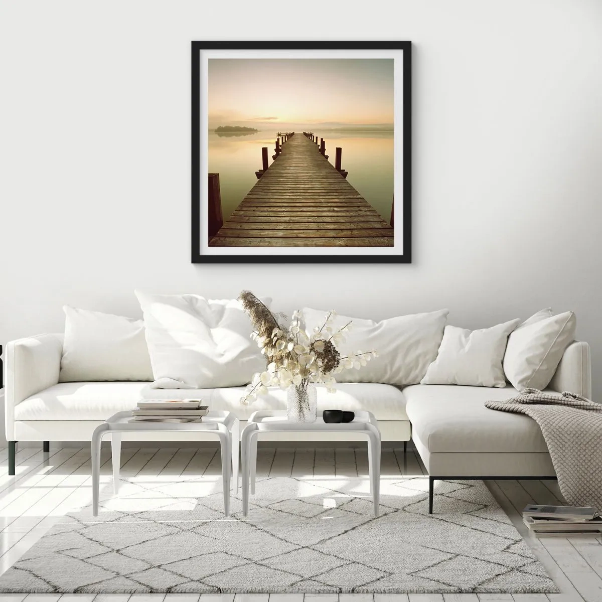 Plakat i sort ramme - Før daggry, daggry, lys - 40x40 cm