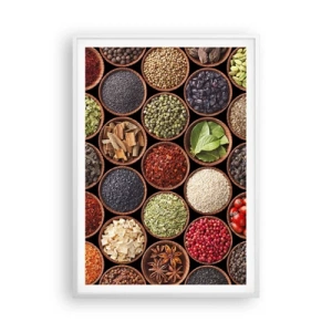 Plakat i hvid ramme - Alle verdens smage - 70x100 cm