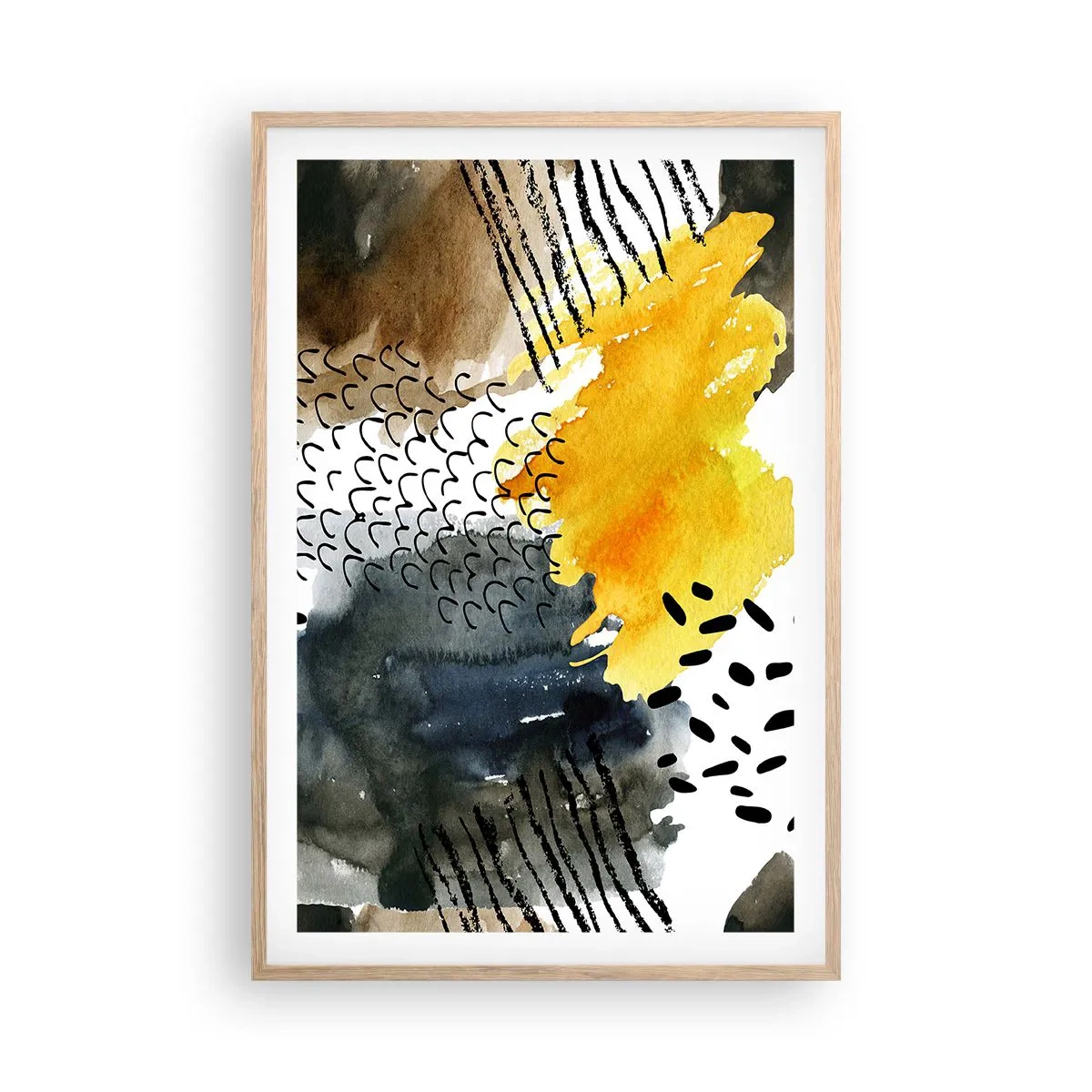 Plakat i ramme af lyst egetræ - Et møde mellem elementerne - 61x91 cm