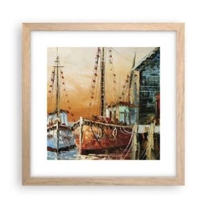 Plakat i ramme af lyst egetræ - Fredelig tilbagevenden - 30x30 cm