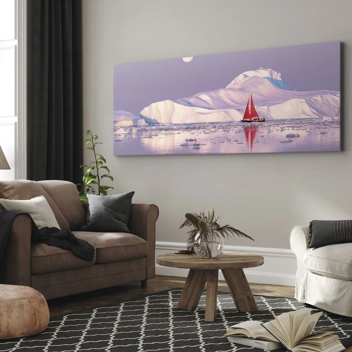 Lærredstryk - Billede på lærred - Sejlets varme, isens kulde - 160x50 cm