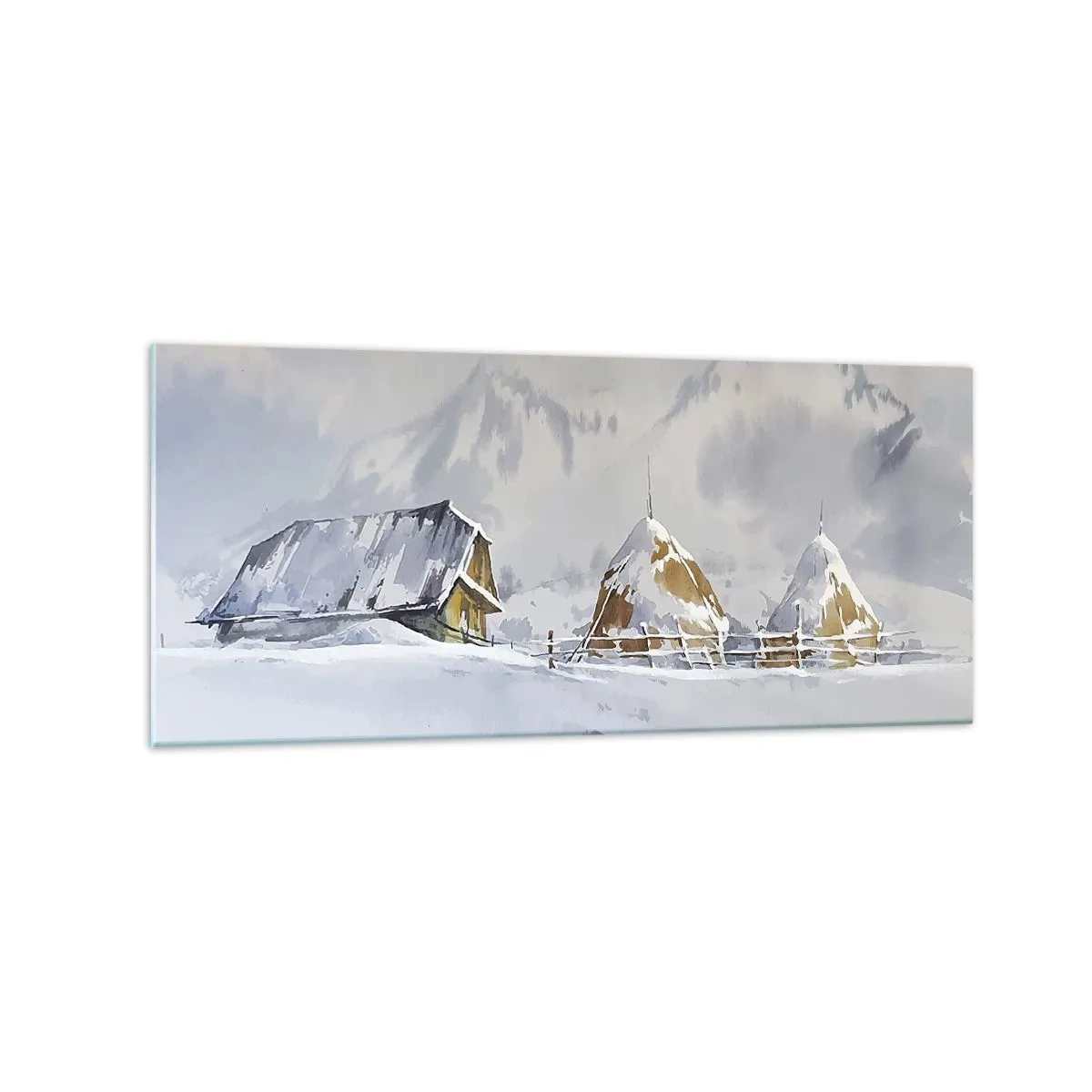 Billede på glas - I en sneklædt dal - 120x50 cm