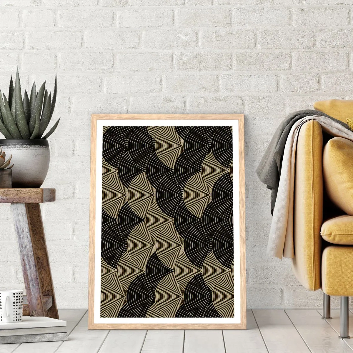 Plakat i ramme af lyst egetræ - Enhed i mangfoldighed - 30x40 cm