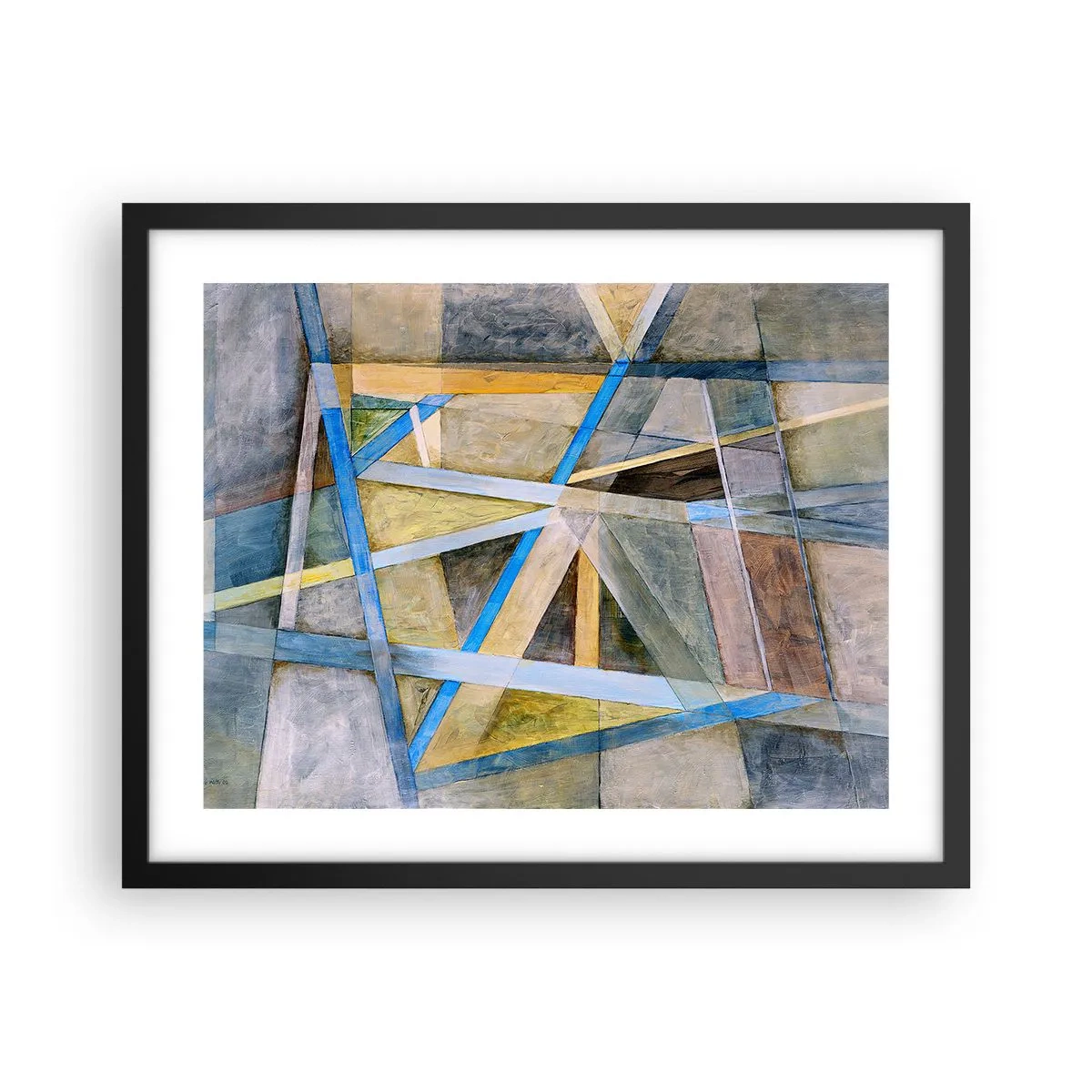 Plakat i sort ramme - Lige eller skråt? - 50x40 cm