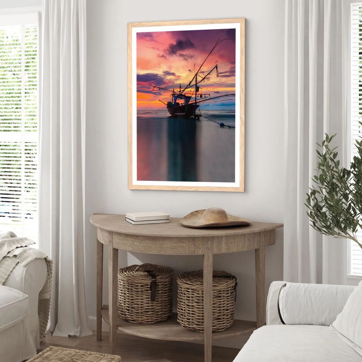 Plakat i ramme af lyst egetræ - En eksotisk aften - 61x91 cm
