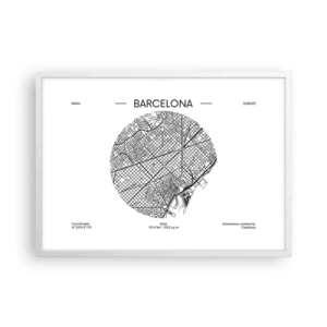 Plakat i hvid ramme - Barcelonas anatomi - 70x50 cm