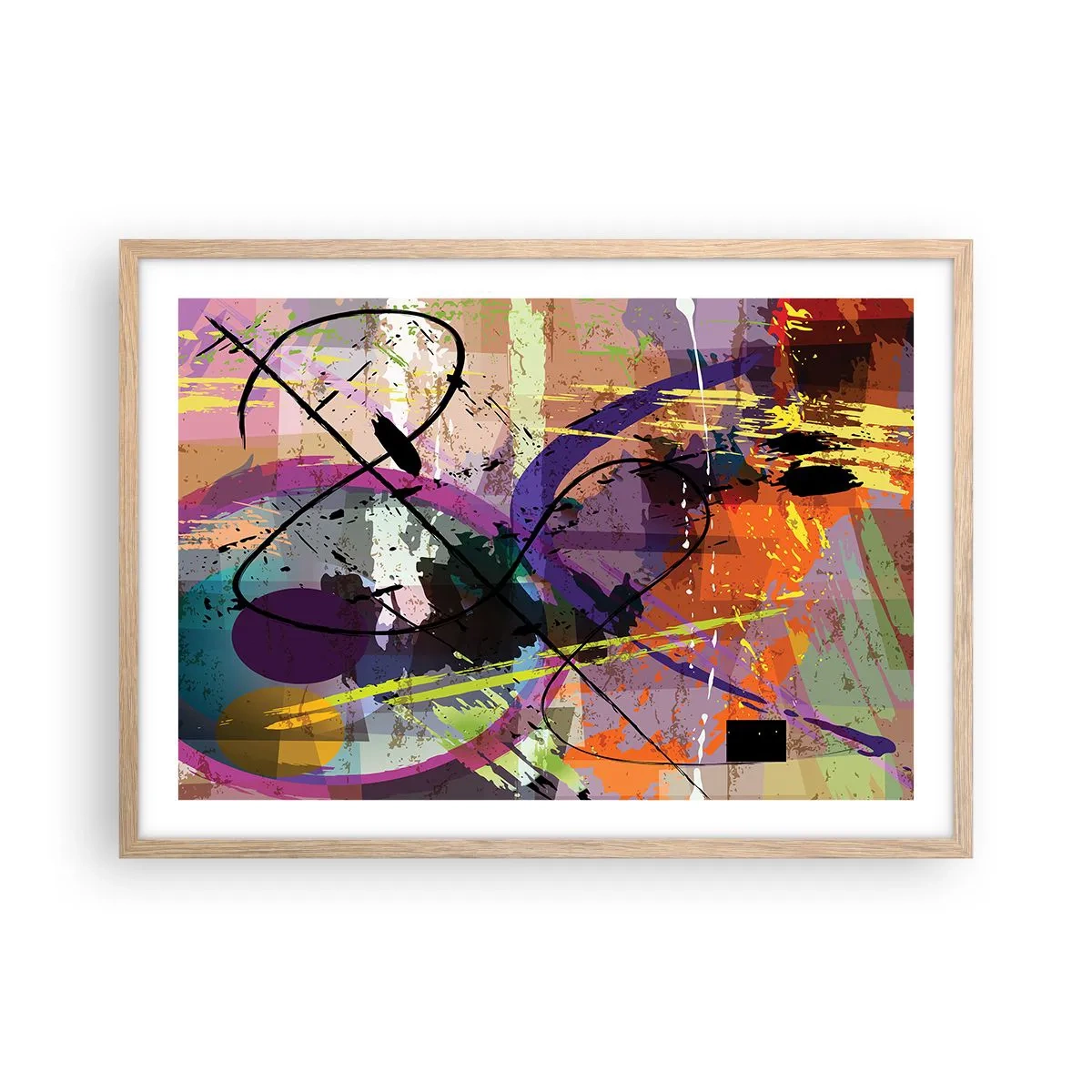 Plakat i ramme af lyst egetræ - Kan være lige eller rundt - 70x50 cm