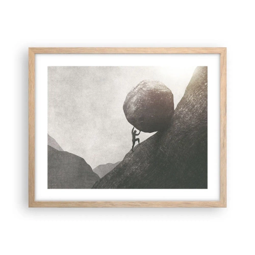 Plakat i ramme af lyst egetræ - Jeg tror mod al forventning - 50x40 cm