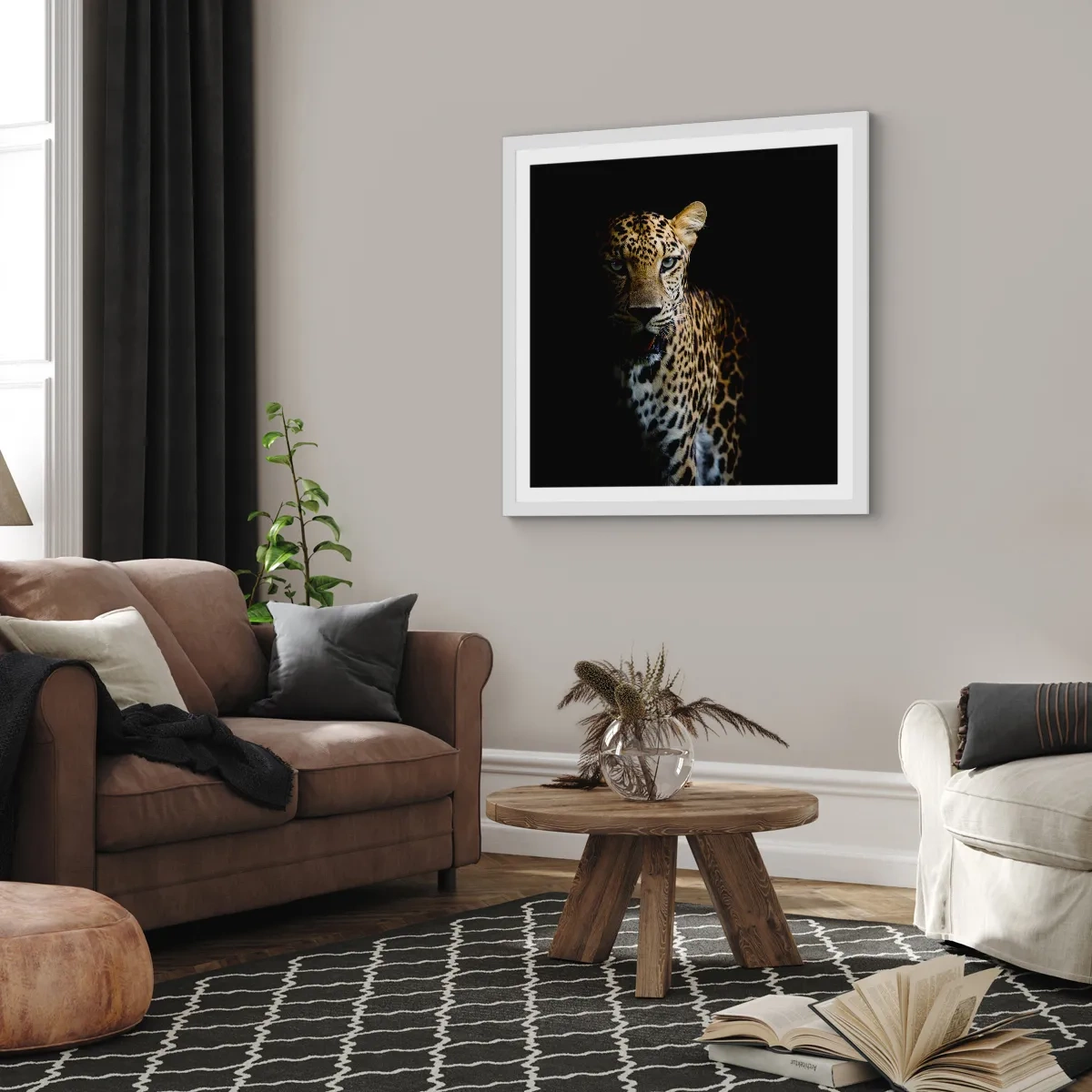 Plakat i hvid ramme - Mørk skønhed - 60x60 cm