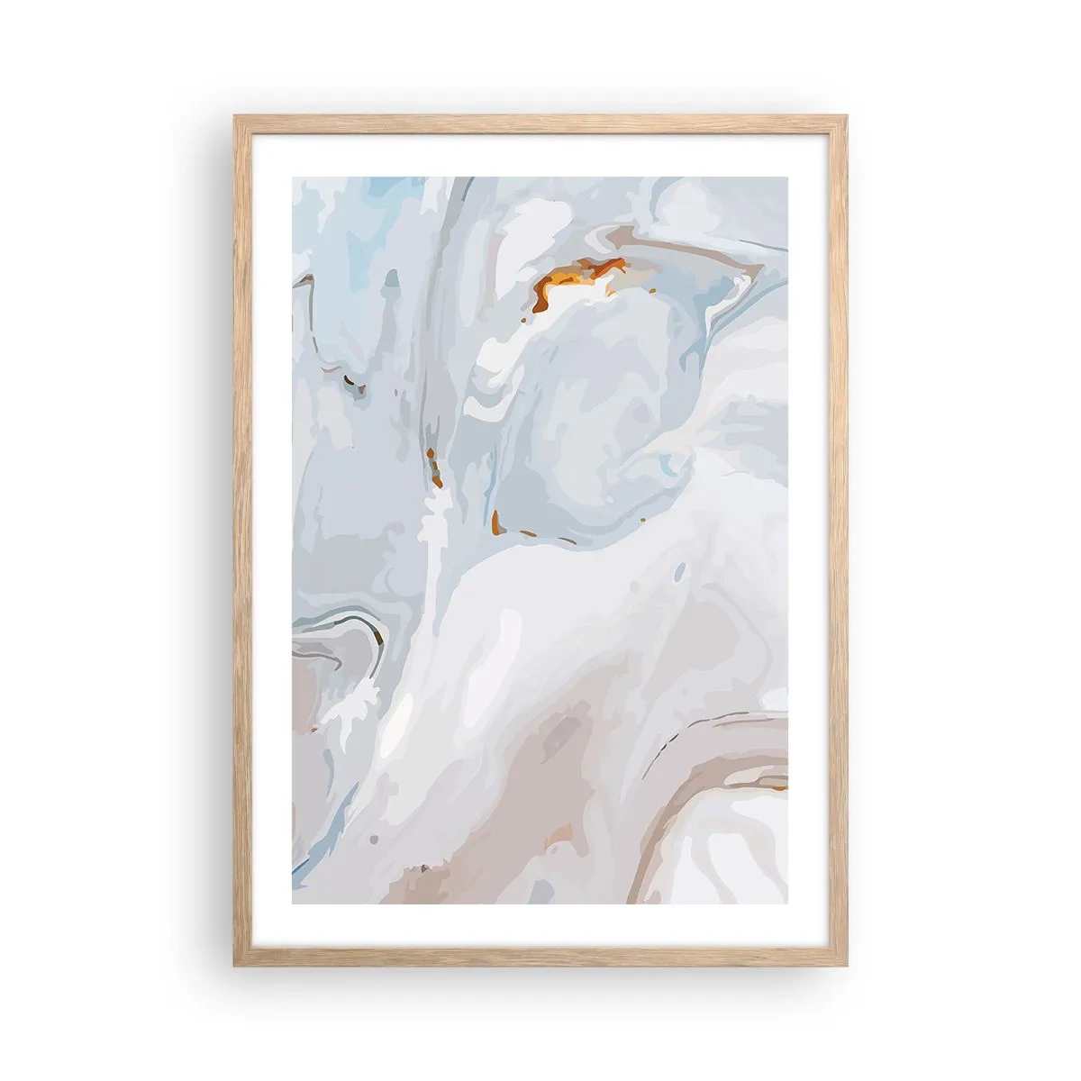 Plakat i ramme af lyst egetræ - Hvid opløftet - 50x70 cm