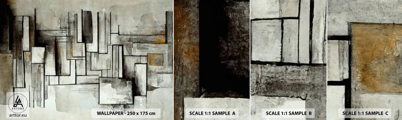 Fototapet Prøve Standard Eco - Enkelthedens kraft - Stykke, Ældret, Tankestreger - 100x30 cm
