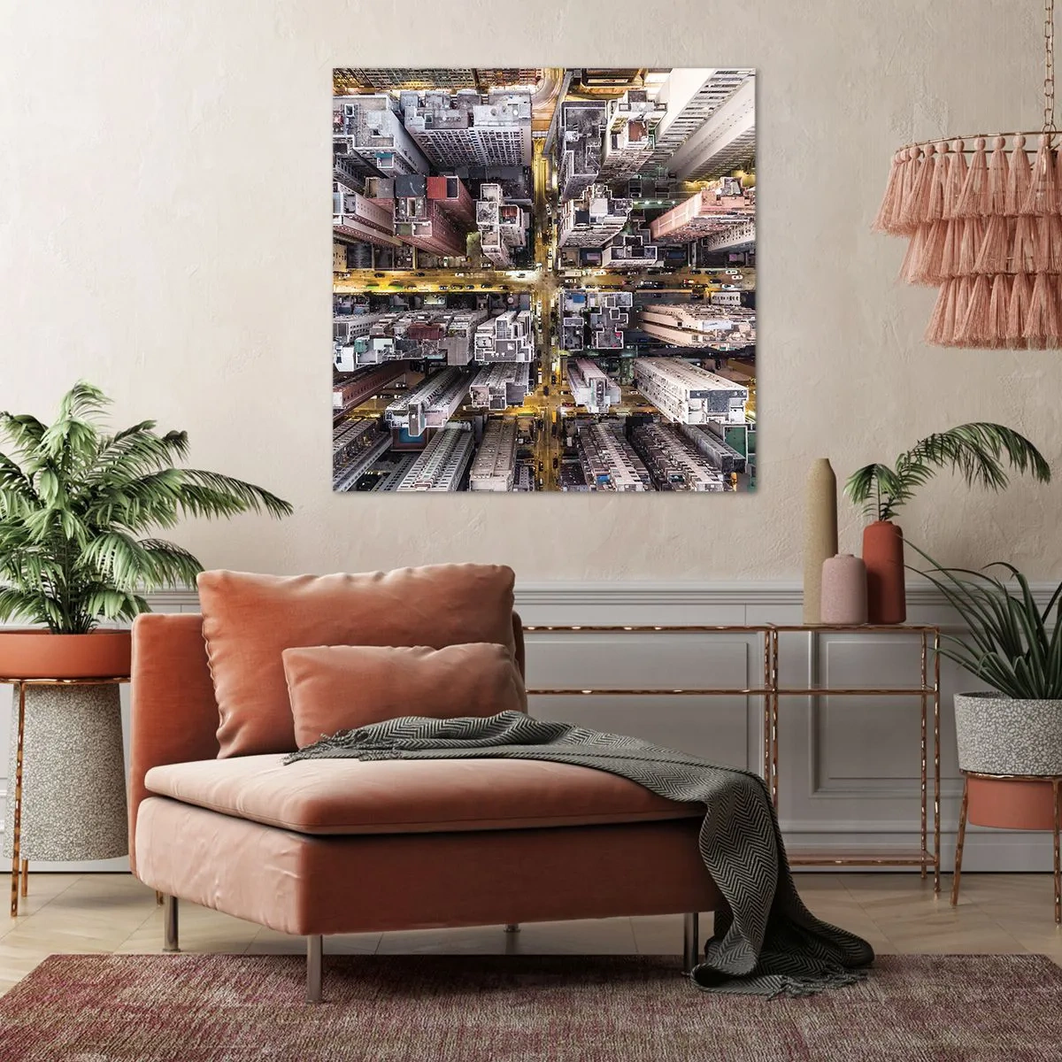 Lærredstryk - Billede på lærred - Hilsner fra Hong Kong - 50x50 cm