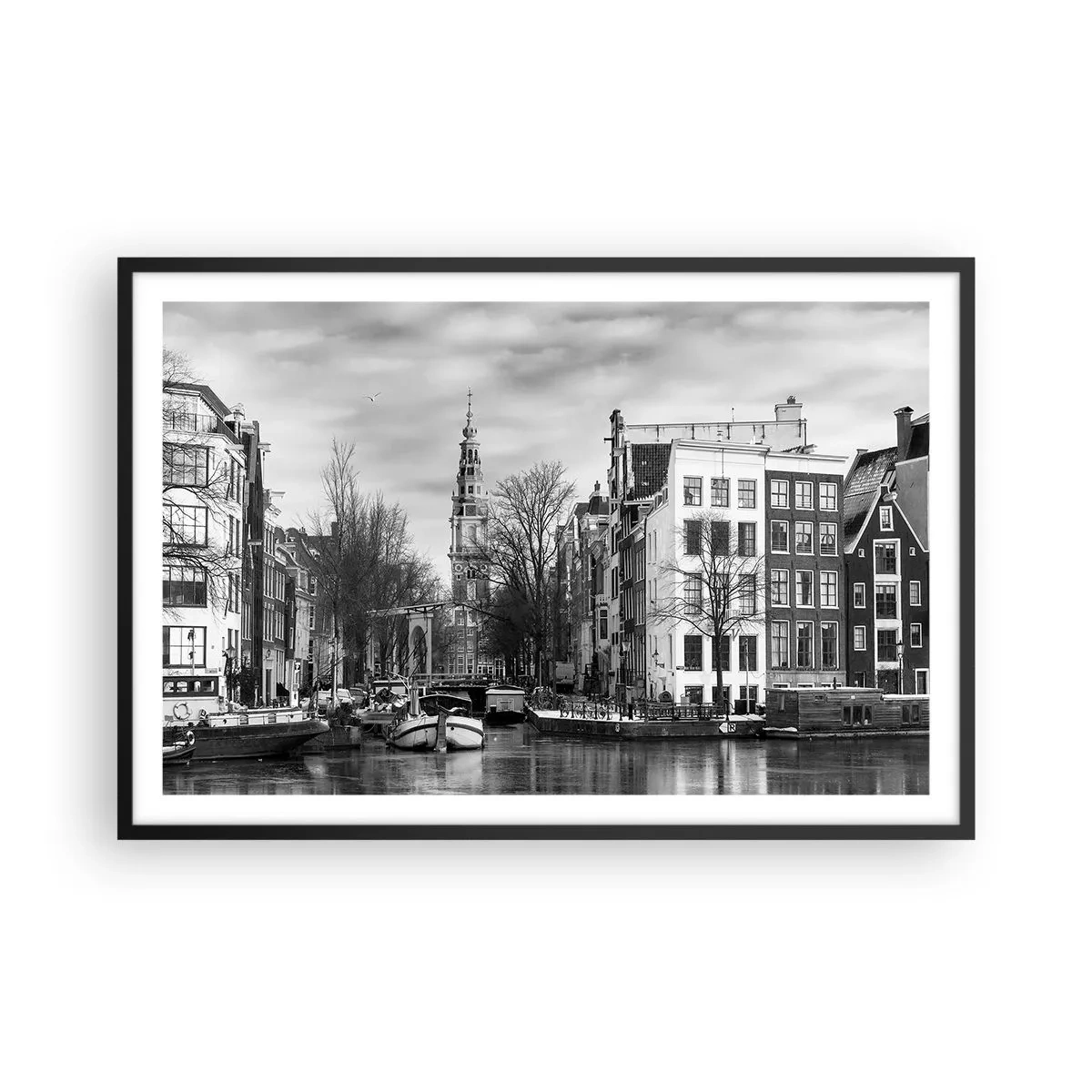 Plakat i sort ramme - Amsterdam stemning - 91x61 cm