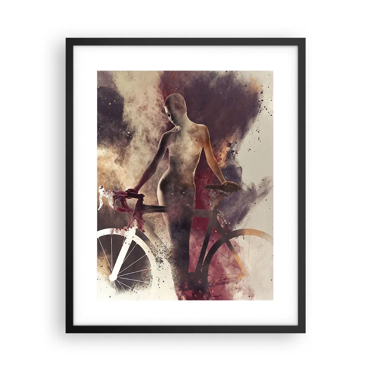 Plakat i sort ramme - I marmor former den cyklende sjæl - 40x50 cm