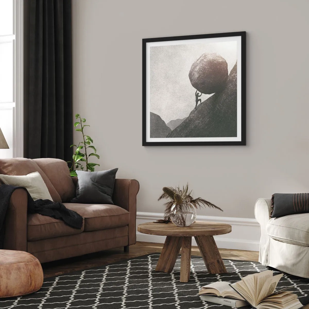 Plakat i sort ramme - Jeg tror mod al forventning - 50x50 cm