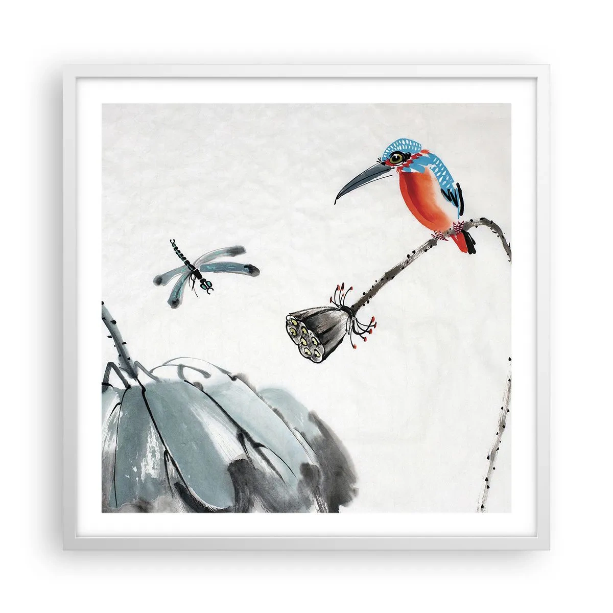 Plakat i hvid ramme - Engenes liv - 60x60 cm
