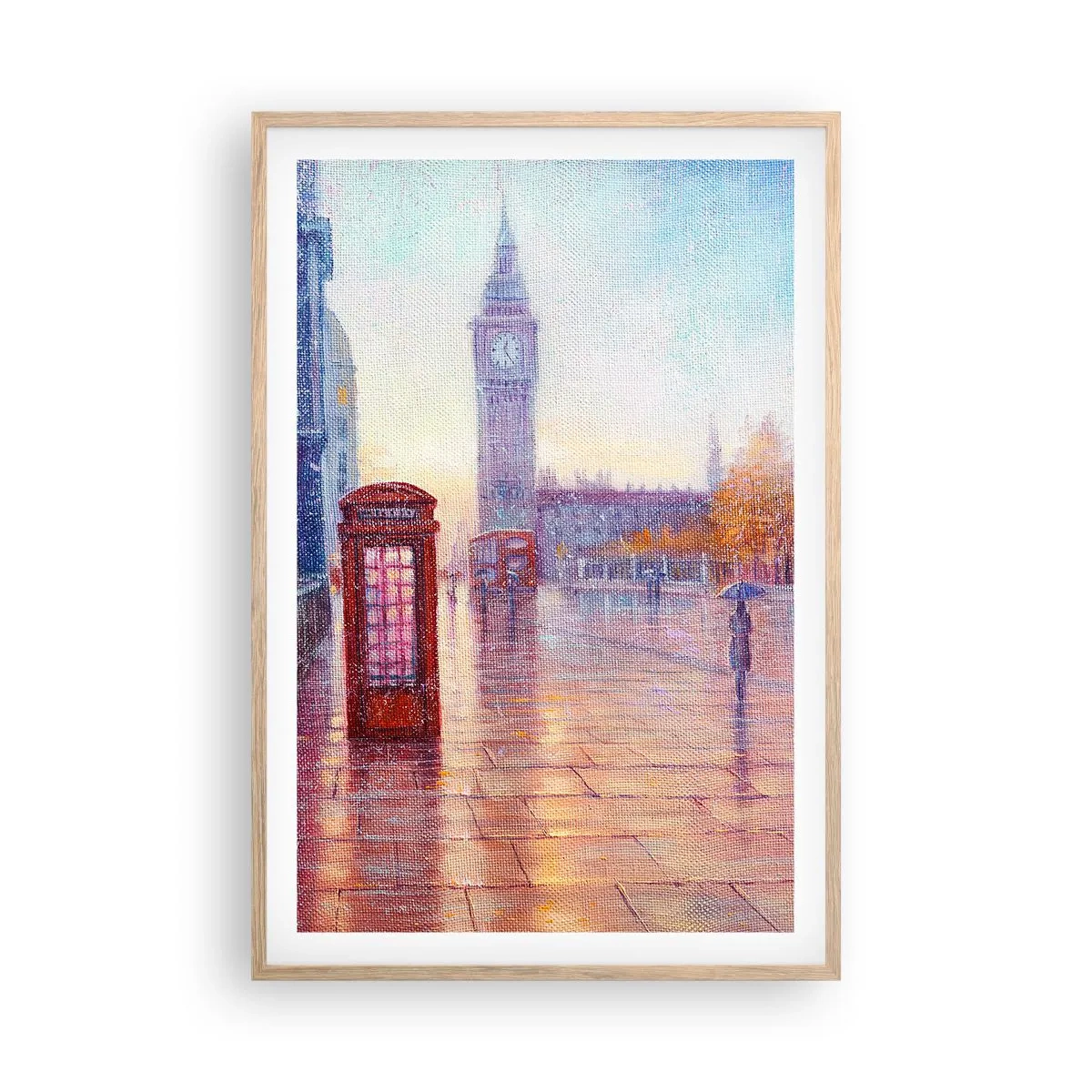 Plakat i ramme af lyst egetræ - En efterårsdag i London - 61x91 cm