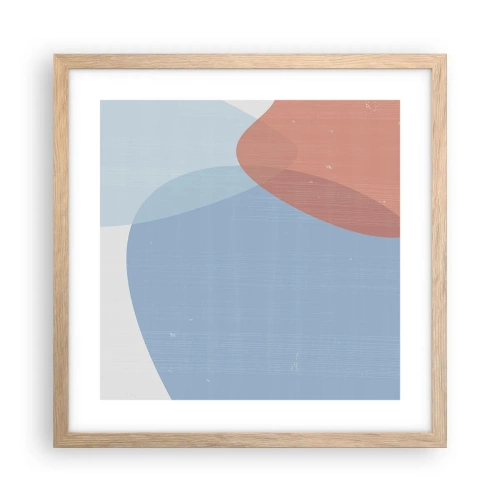 Plakat i ramme af lyst egetræ - Pastelfarvede relationer - 40x40 cm