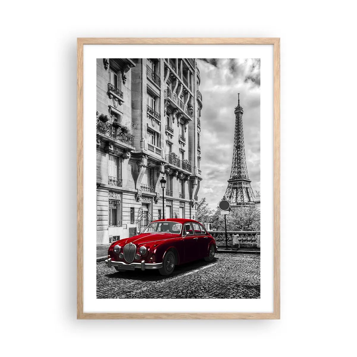 Plakat i ramme af lyst egetræ - Rovdyr i byen - 50x70 cm