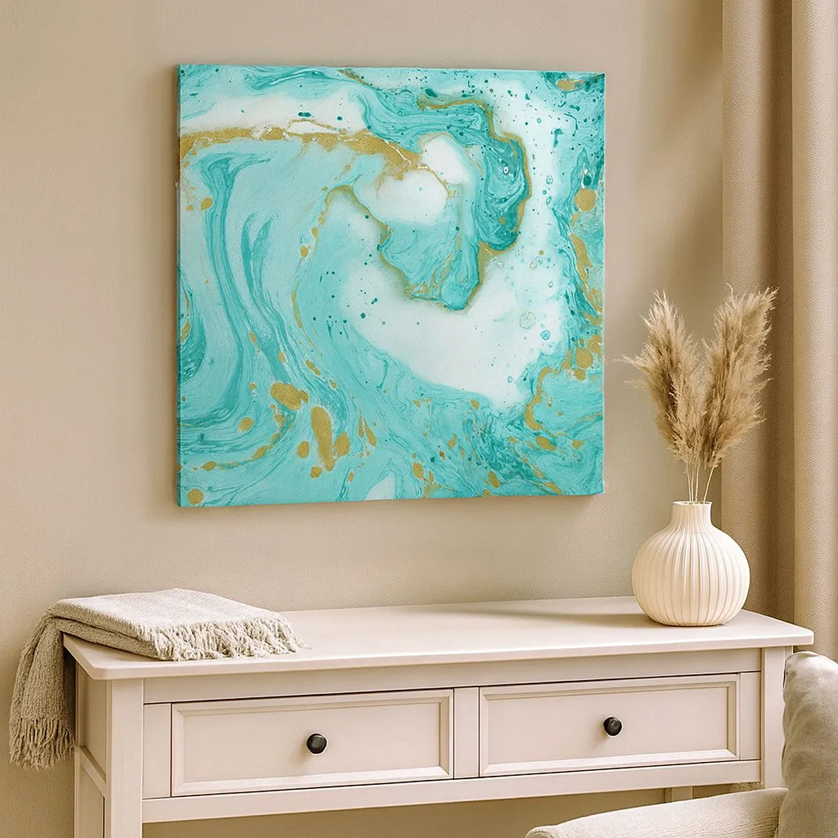 Lærredstryk - Billede på lærred - Under den store bølge i Edo-perioden - 30x30 cm