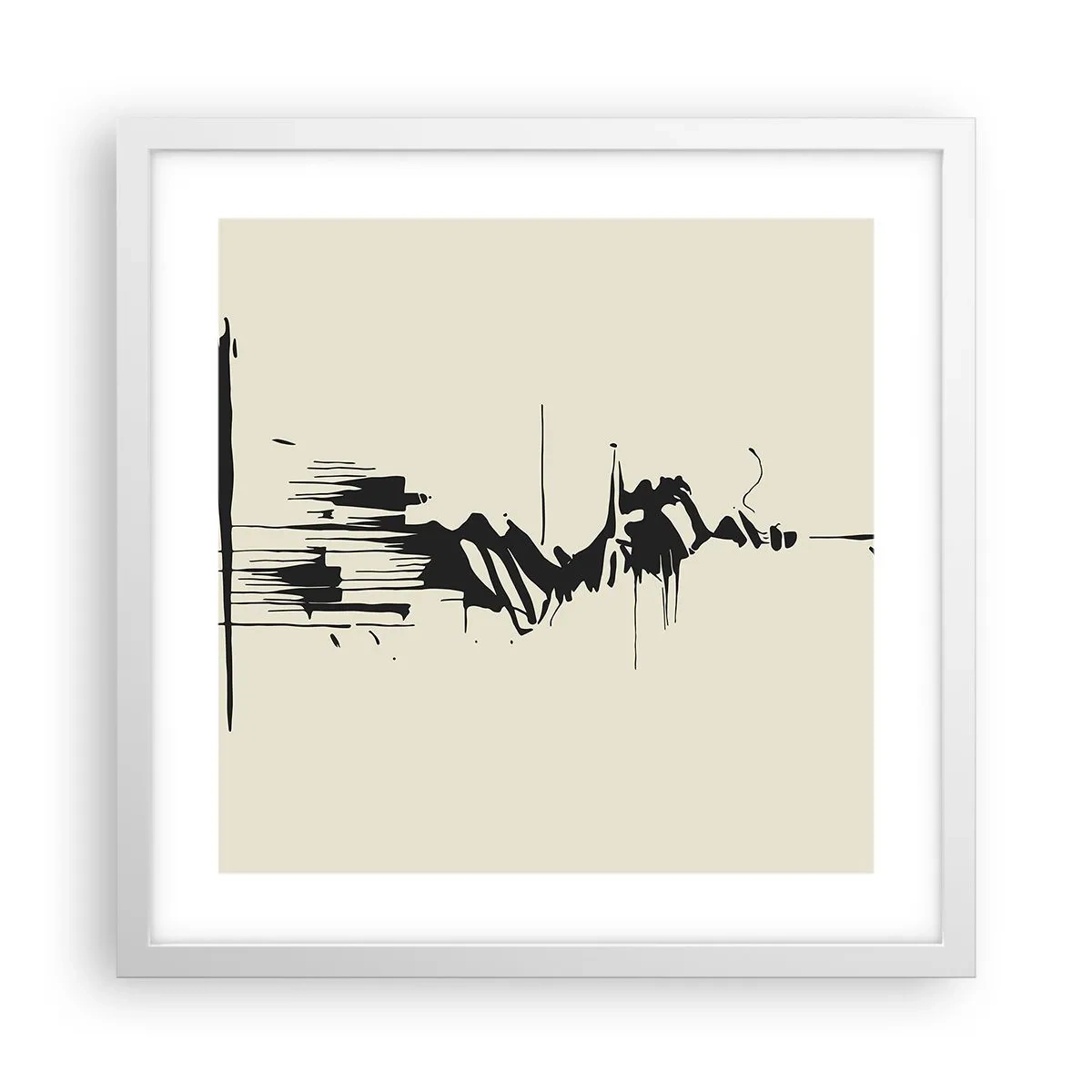 Plakat i hvid ramme - Skyndsom abstraktion - 40x40 cm