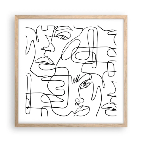 Plakat i ramme af lyst egetræ - I sammenfiltrede følelser - 50x50 cm