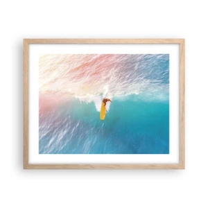 Plakat i ramme af lyst egetræ - Ocean rytter - 50x40 cm