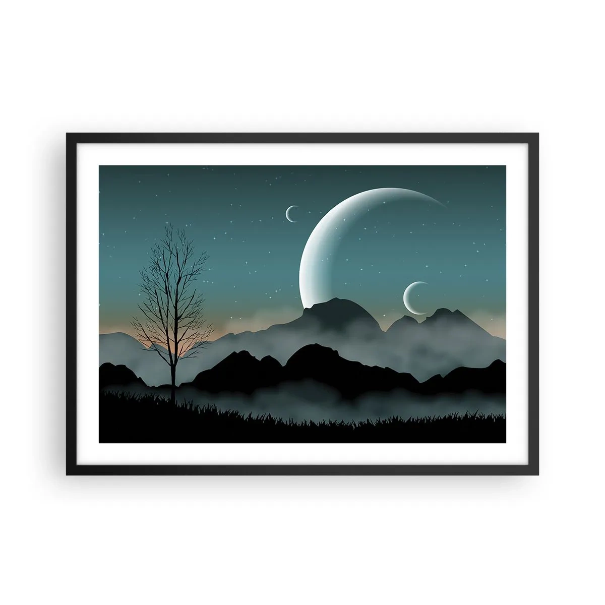 Plakat i sort ramme - Karneval i den stjerneklare nat - 70x50 cm