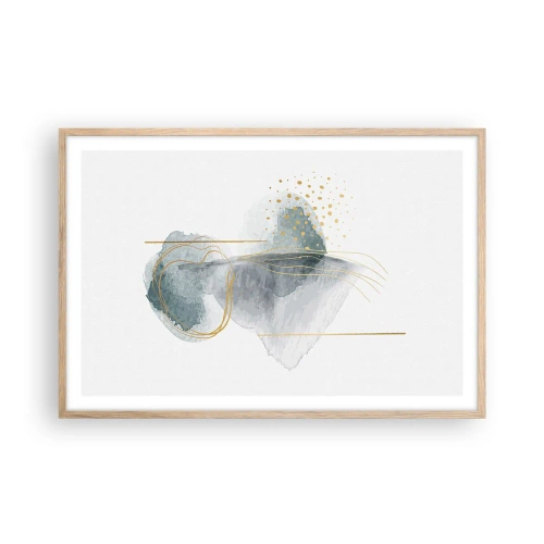 Plakat i ramme af lyst egetræ - Om forholdet mellem grå og guld - 91x61 cm