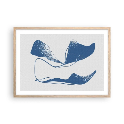 Plakat i ramme af lyst egetræ - Bevinget abstraktion - 70x50 cm