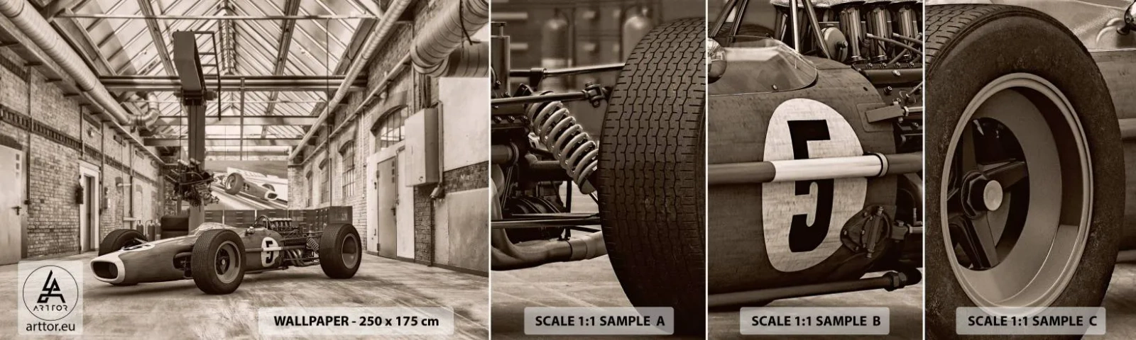 Fototapet Prøve Standard Eco - Vinderens hvile - Formel 1, Retro, Automotive - 100x30 cm