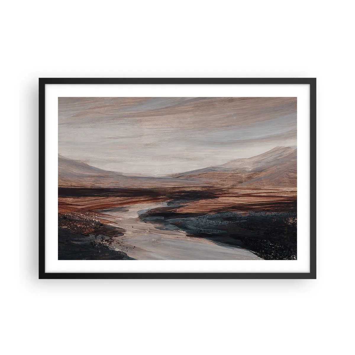 Plakat i sort ramme - Fredfyldt dal - 70x50 cm