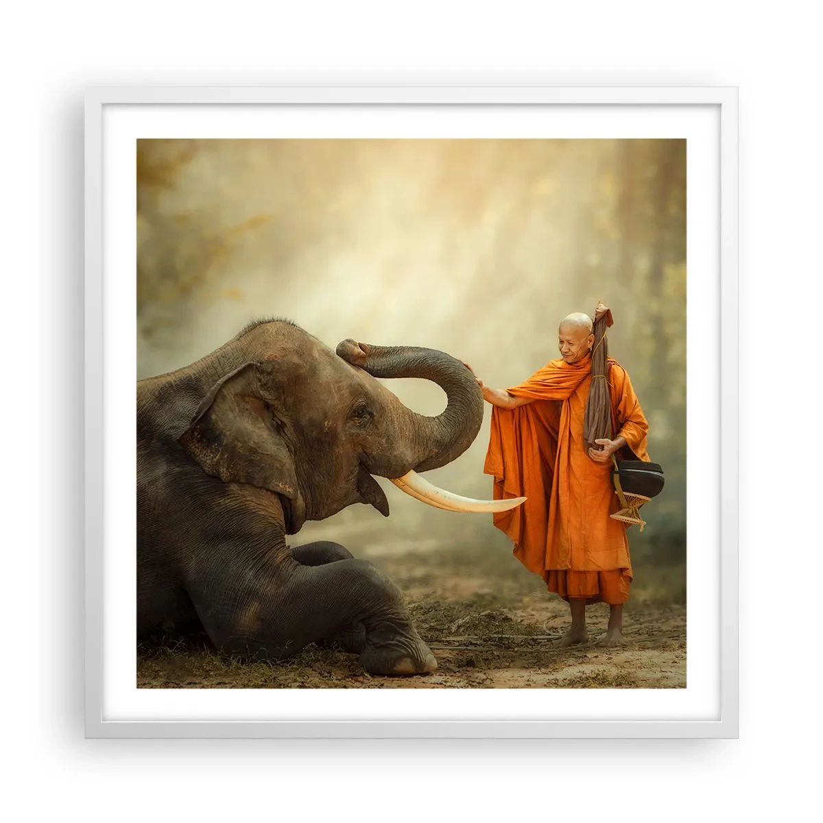 Plakat i hvid ramme - Møde på ferien - 60x60 cm