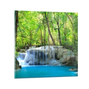 Billede på glas - Drukner i turkis og grønt - 40x40 cm