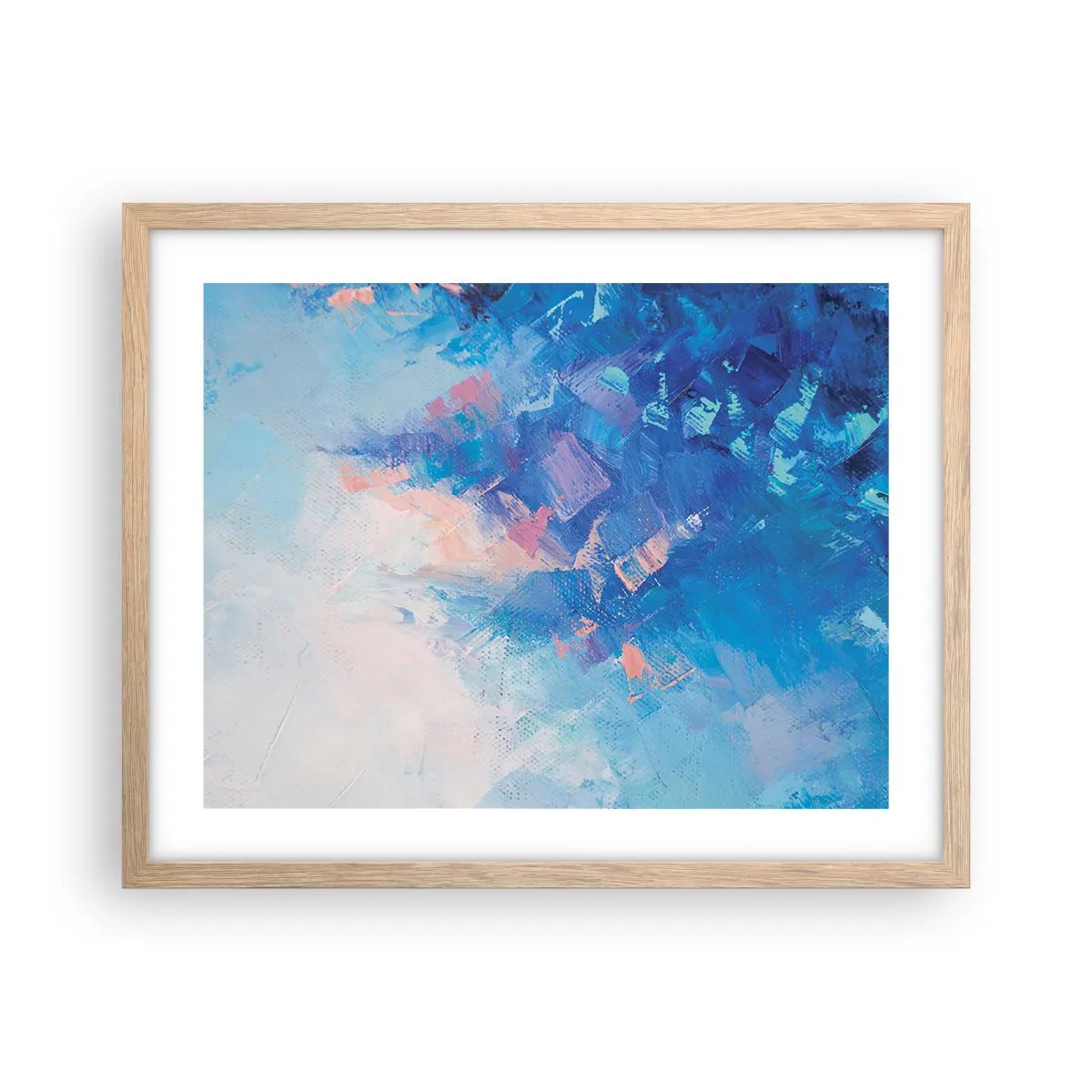 Plakat i ramme af lyst egetræ - Vinter abstraktion - 50x40 cm