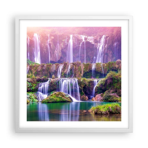 Plakat i hvid ramme - Trappe til himlen - 50x50 cm