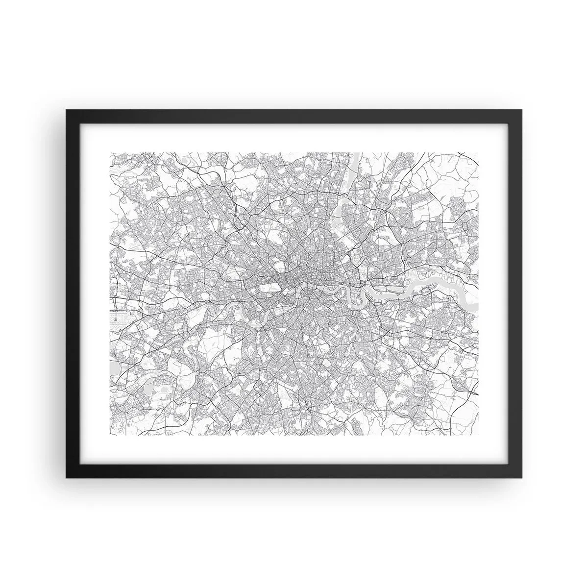 Plakat i sort ramme - Kort over Londons labyrint - 50x40 cm