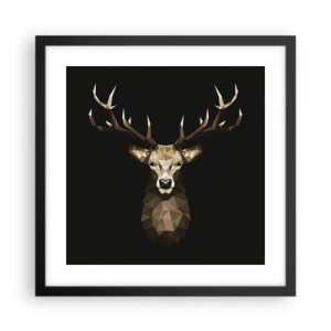 Plakat i sort ramme - Kubistisk hjort - 40x40 cm