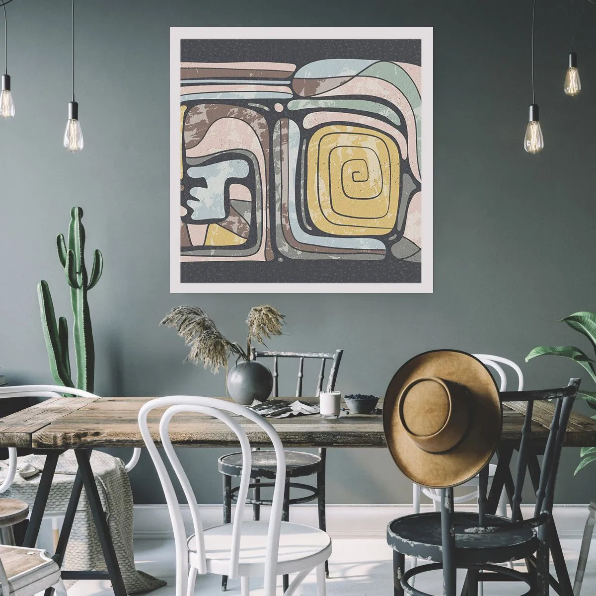 Plakat - Abstraktion i en præcolumbiansk ånd - 30x30 cm