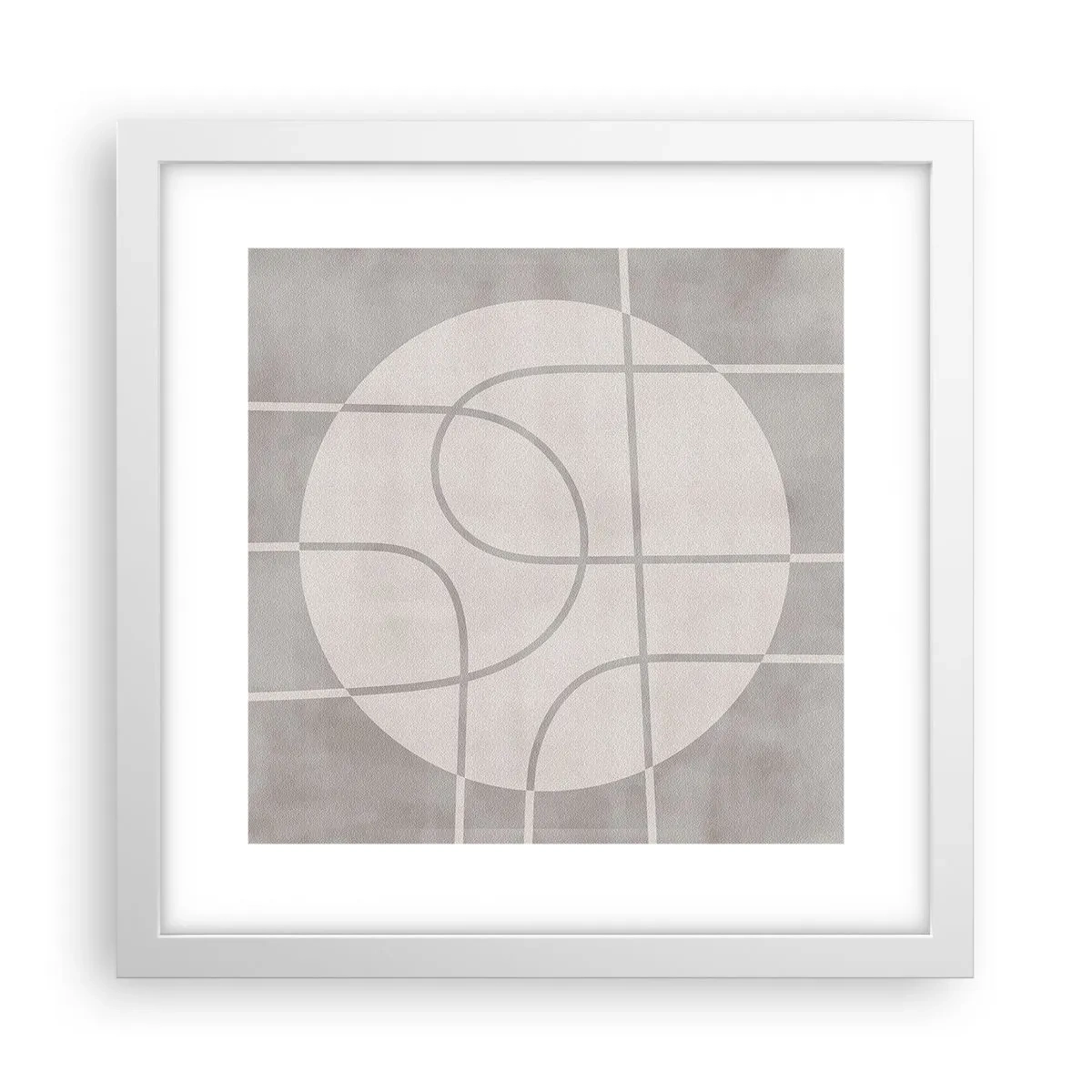 Plakat i hvid ramme - Cirkulær og lige frem - 30x30 cm