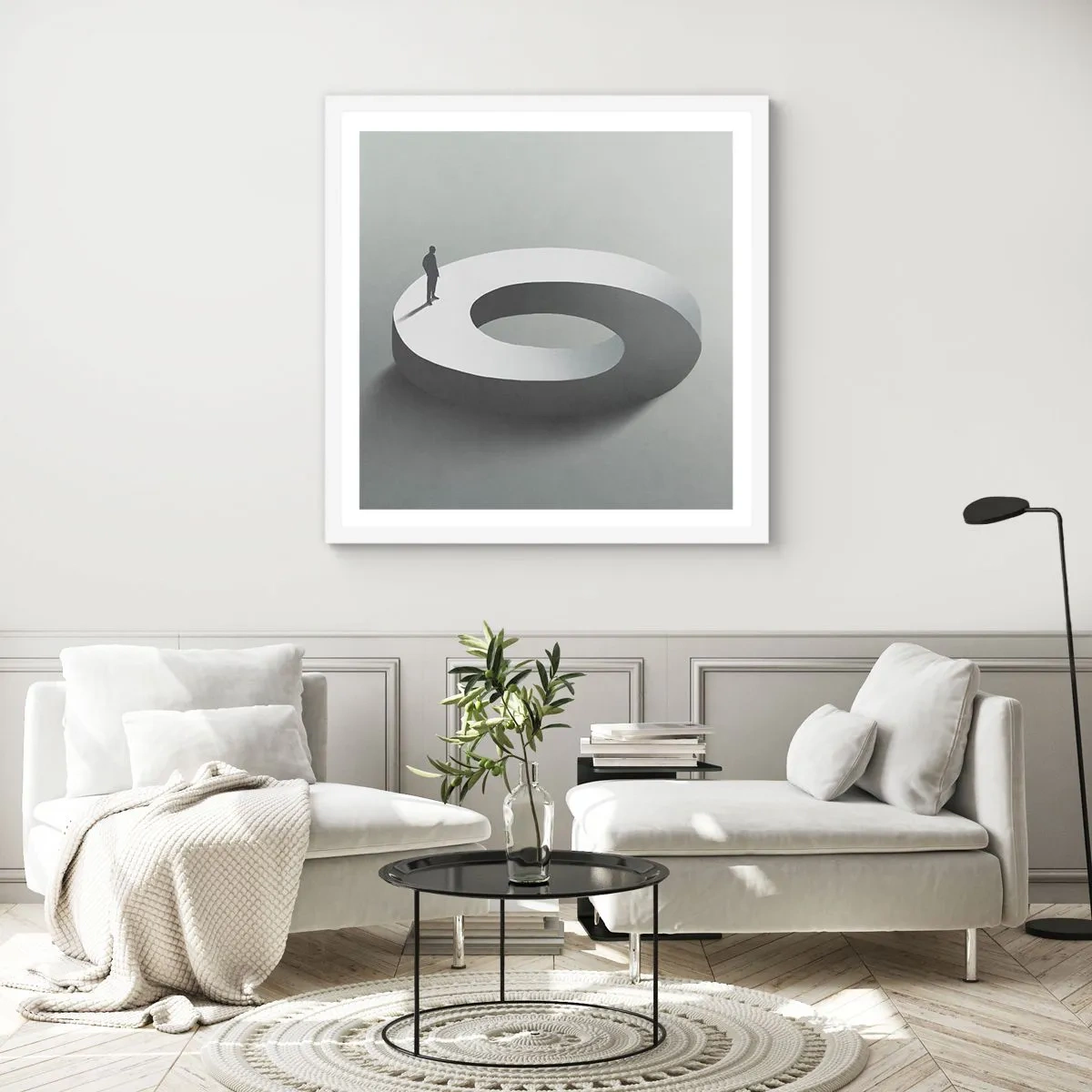 Plakat i hvid ramme - Og vær klog - 40x40 cm