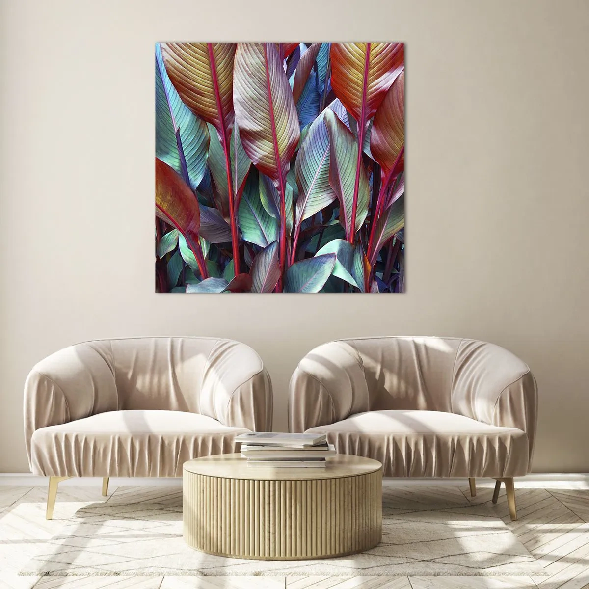 Billede på glas - Farverigt krat - 40x40 cm